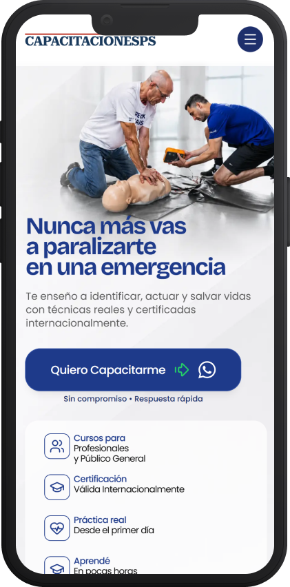 iPhone mostrando capacitacionesps.com